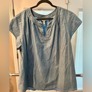 Size 2X St. John's Bay Light Blue Denim Blouse. Never worn!